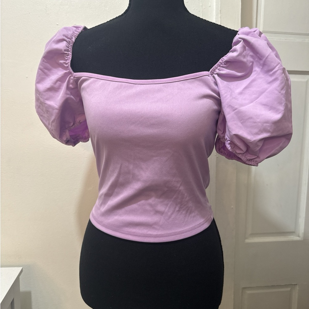 Lavender Puff Sleeve Women's Top
